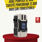 Araç Lastik Şişirme Pompası ve Akü Takviye Powerbank Bir Arada - Vipsepet