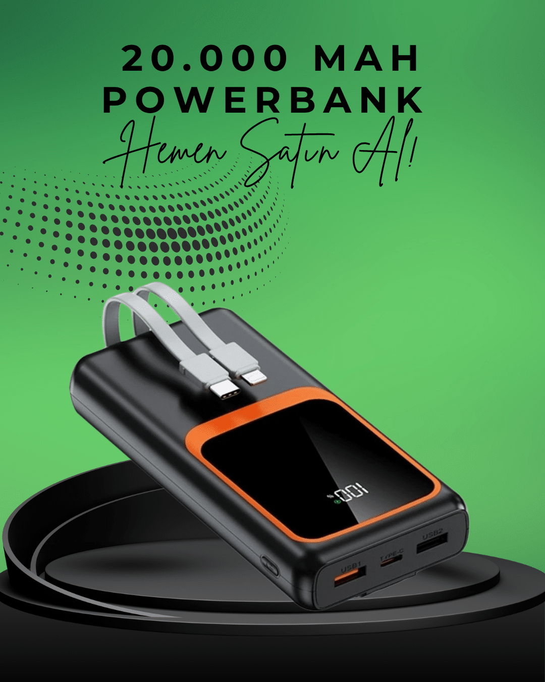 5-2 20000 mAh Taşınabilir Powerbank | Çok Kablolu, Hızlı Şarj Destekli (22.5W) - vipsepet - Görsel 1