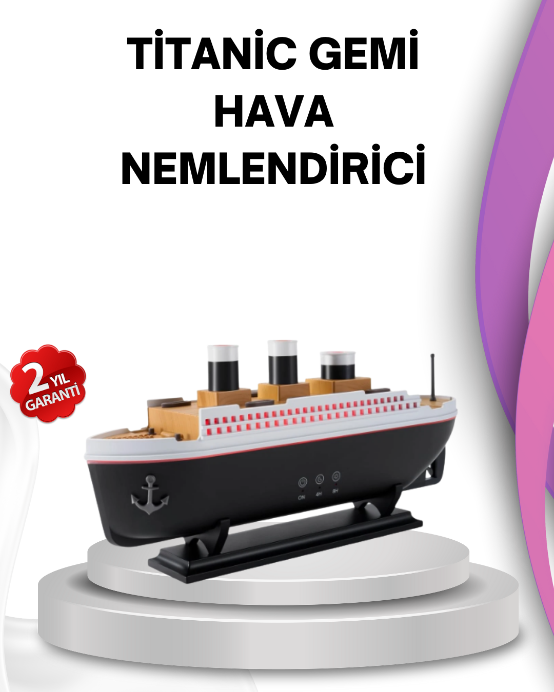 5-211 Ultra Sessiz Titanik Gemi LED Işıklı Aroma Difüzörü Oda Nemlendirici - Vipsepet - Görsel 1
