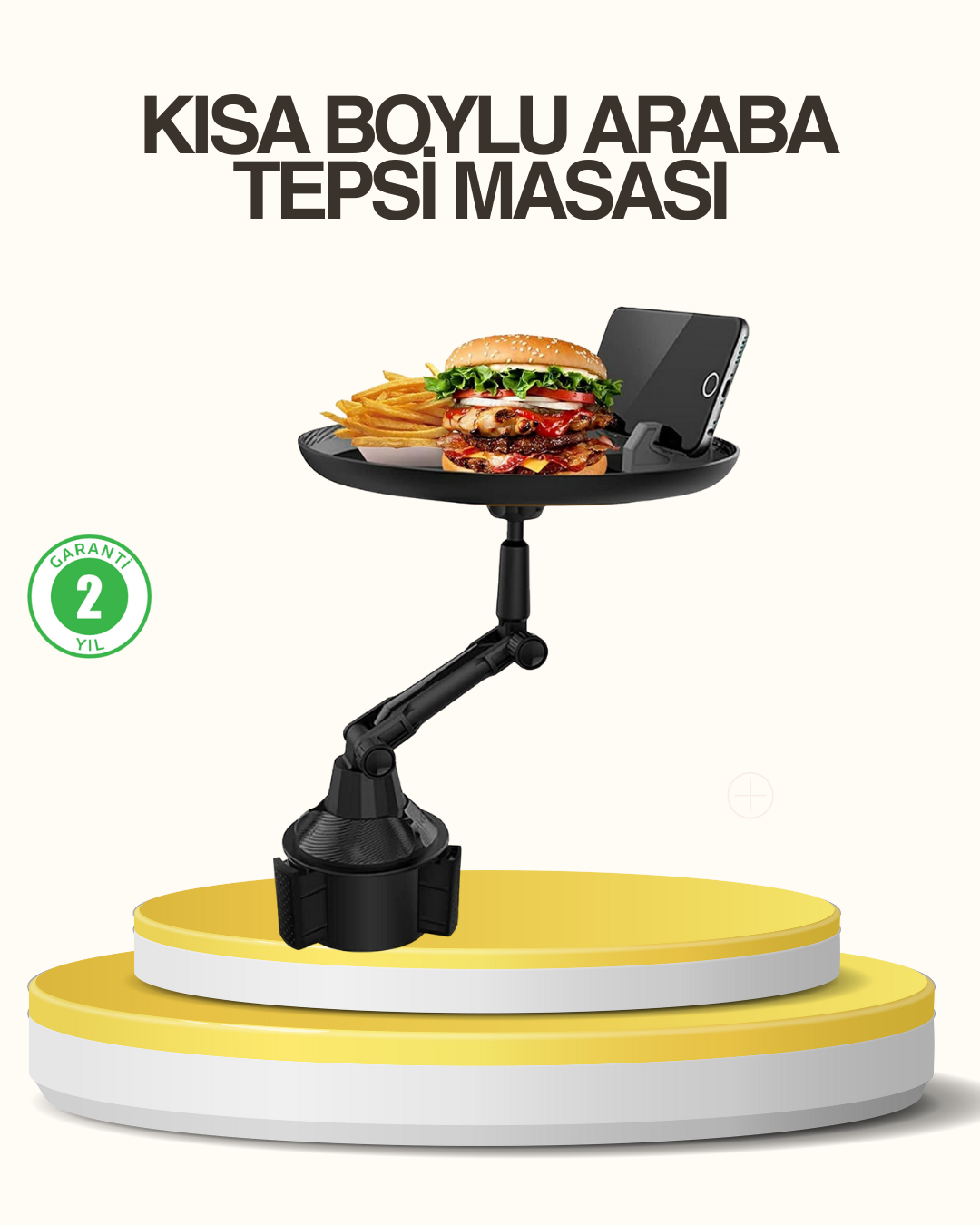 5-228 Araç Bardaklık Tepsisi 360° Dönebilen Kol Ayarlı Geniş Yemek Alanlı - Vipsepet - Görsel 1