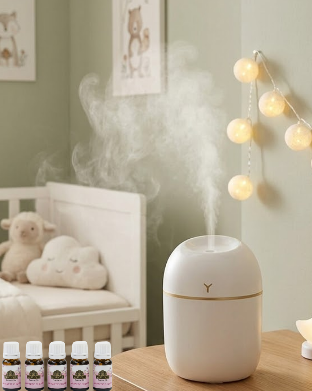 5-23 Kompakt Mini Hava Nemlendirici 5 Esans Hediyeli LED Işıklı USB Aromaterapi Cihazı - Vipsepet - Görsel 1