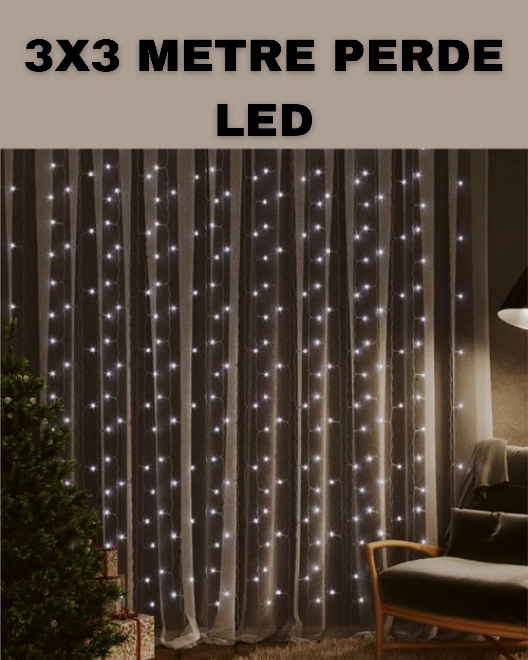 5-230 3x3 LED Şelale Perde Işık Kutlama ve Dekor Aydınlatması - Vipsepet - Görsel 1