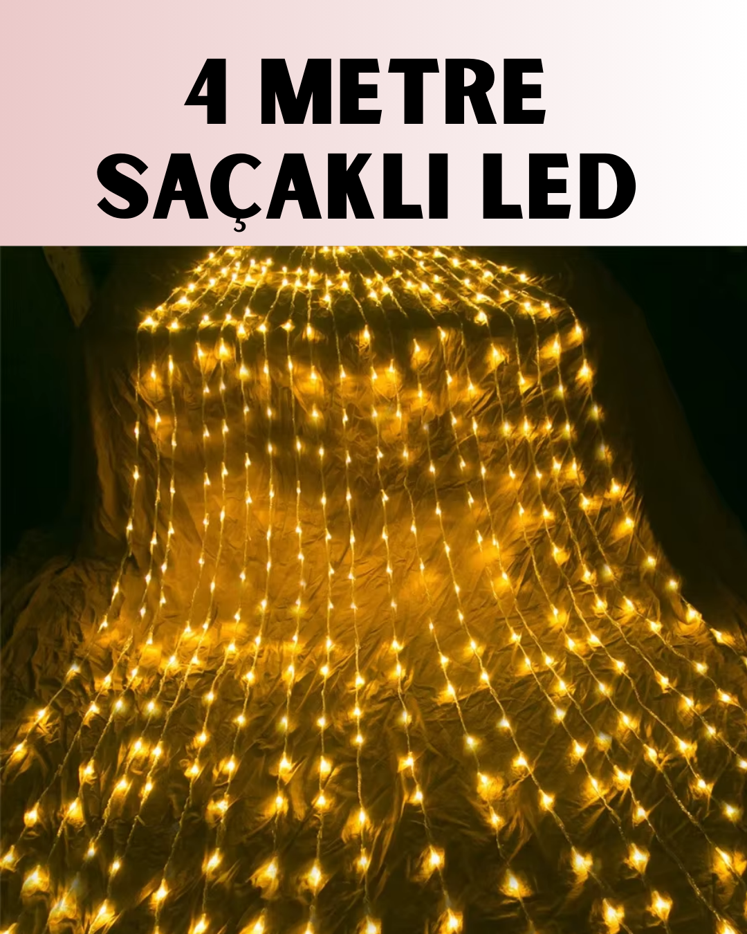 5-242 4 Metre Icicle Şelale Led Yılbaşı Perde Işık Sıcak Ambiyans - Vipsepet - Görsel 1