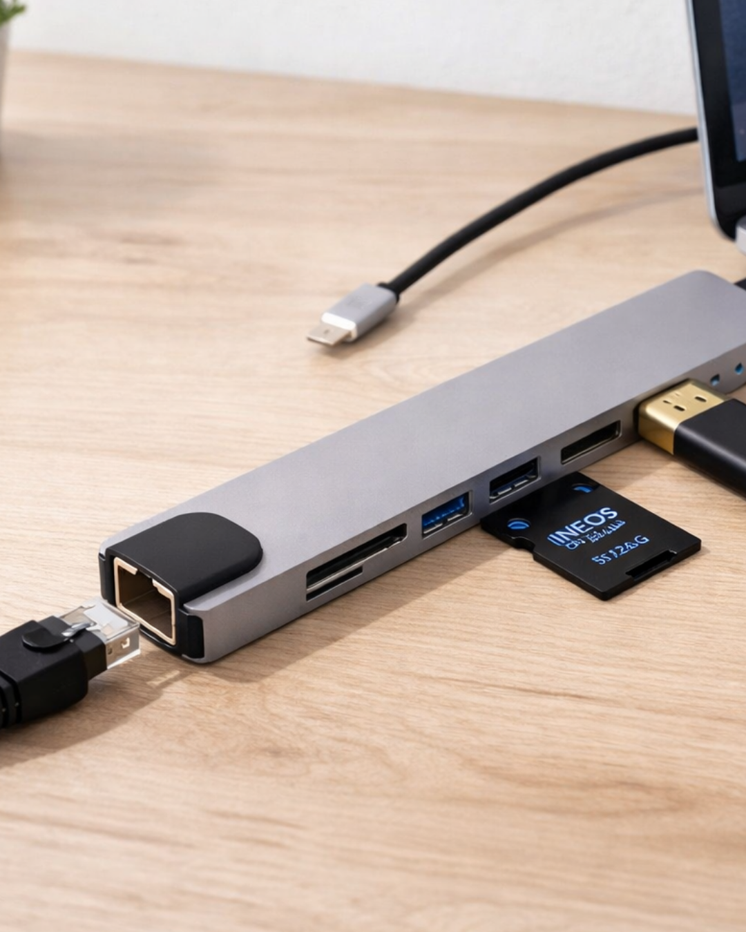 5-29 Çok Fonksiyonlu Type C Hub USB HDMI Ethernet Kart Okuyucu - Vipsepet - Görsel 1