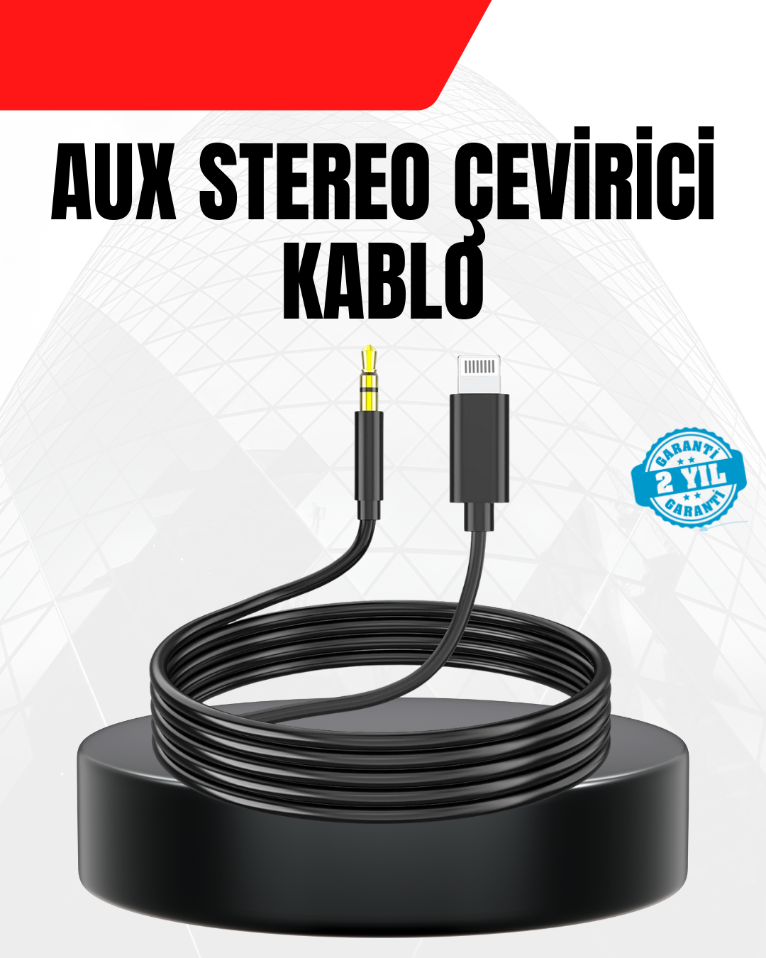 5-32 1 Metre Lightning to Aux Çevirici Kablo Stereo Ses Yüksek Kalite - Vipsepet - Görsel 1
