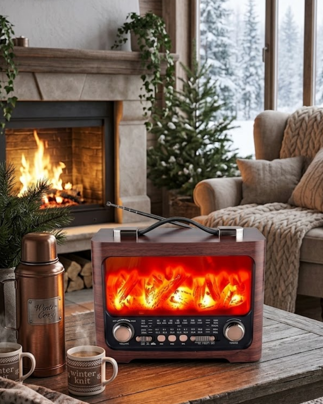 5-32 Taşınabilir Şömine Efektli Bluetooth Hoparlör FM Radyo LED Işıklı Müzik Çalar - Vipsepet - Görsel 1