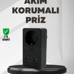 Tip Akım Koruma Prizi 10A 2500W USB Type C Destekli - Vipsepet