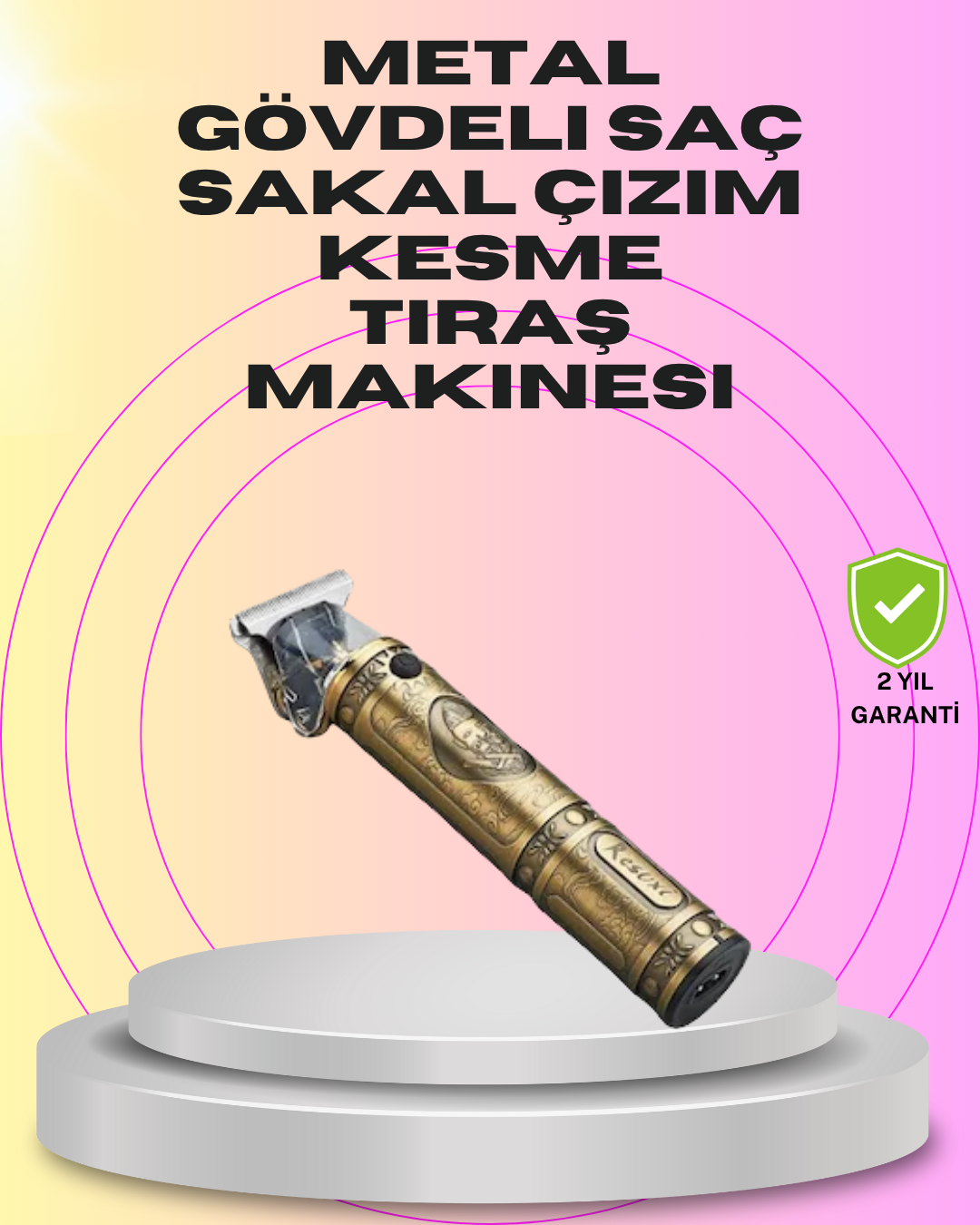 5-40 Güçlü Motorlu, 4 Kılavuz Taraklı Kompakt Saç Kesme Makinesi – Uzun Pil Ömürlü - vipsepet - Görsel 1