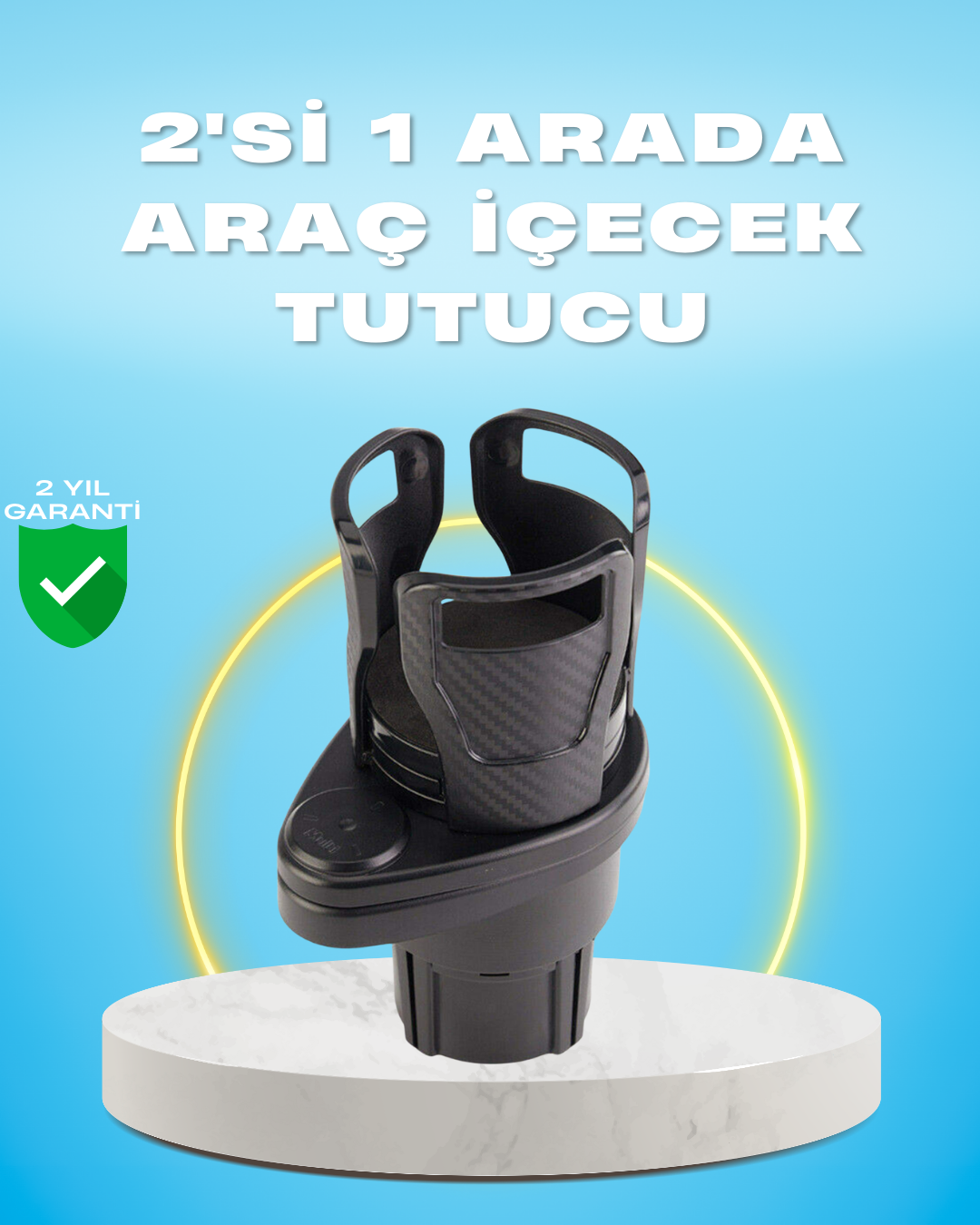 5-42 Çiftli Araba Bardak Tutucu Karbon Fiber Görünümlü 360° Ayarlı - Vipsepet - Görsel 1
