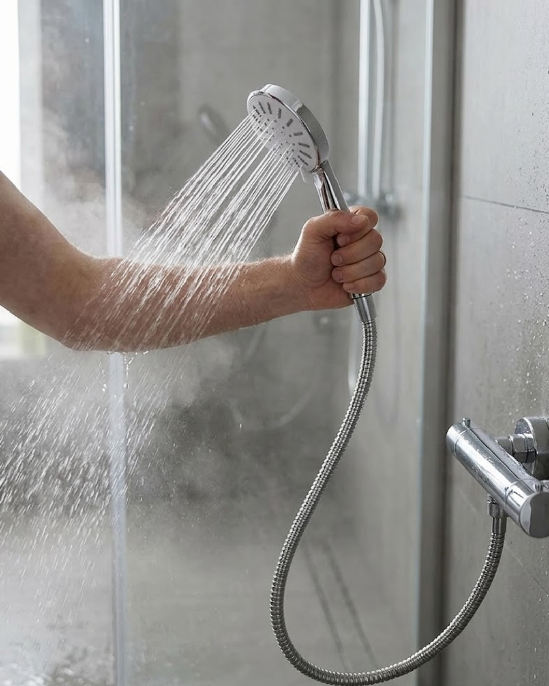 5-43 Spiral Hortumlu 4 Kademeli Krem El Duşu Başlığı Banyo Duş Seti - Vipsepet - Görsel 1