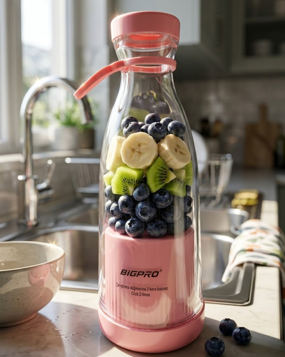 5-44 Mini Blender USB Şarjlı Smoothie Hazırlayıcı Kolay Temizlenebilir Tasarım - Vipsepet - Görsel 1