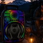 8 İnç Karaoke Hoparlör USB AUX FM Destekli Işıklı Speaker - Vipsepet
