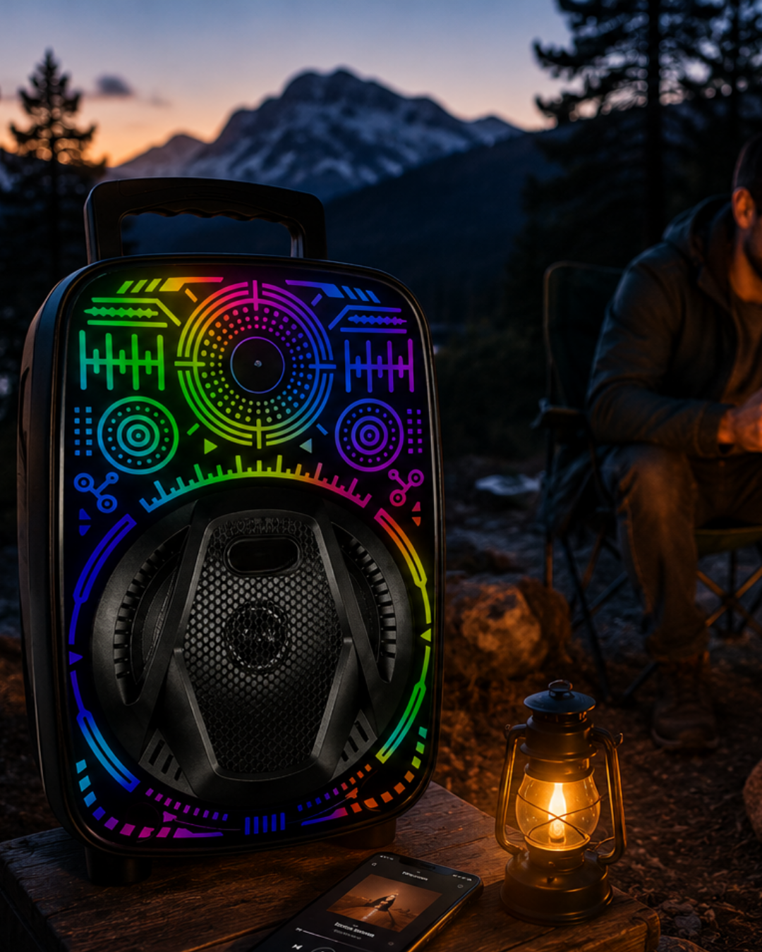 5-44 8 İnç Karaoke Hoparlör USB AUX FM Destekli Işıklı Speaker - Vipsepet - Görsel 1