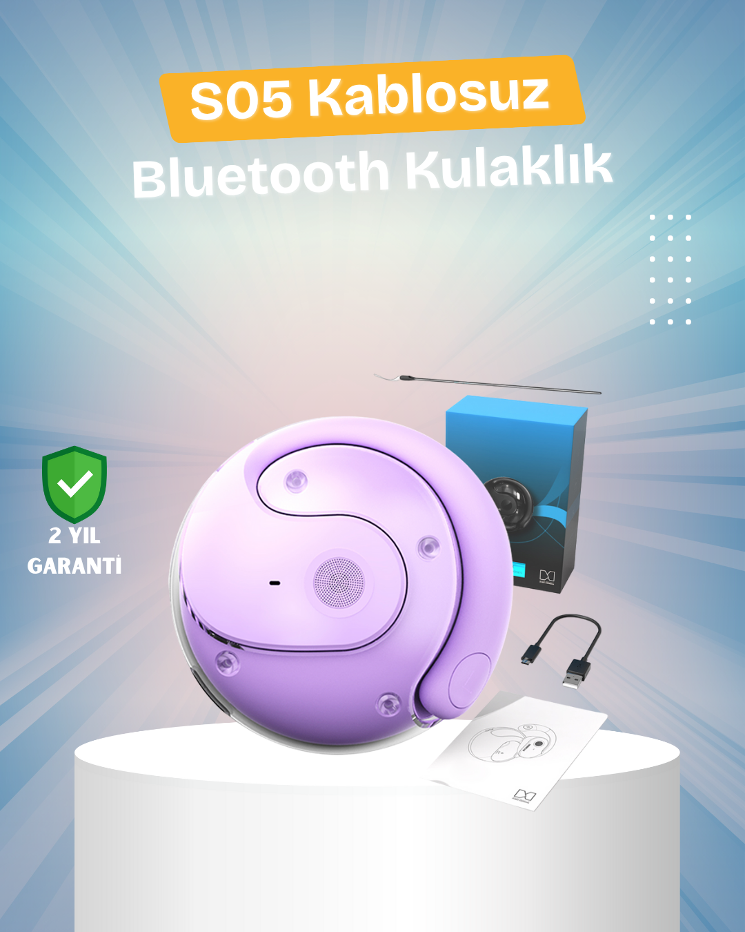5-45 S05 Kablosuz Kulaklık – Küçük Kulak Yapılarına Uygun, Kayma Yapmayan Tasarım - vipsepet - Görsel 1