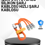 3’ü 1 Arada Kablo – 120W Hızlı Şarj ve Veri Aktarımı Özellikli - Vipsepet