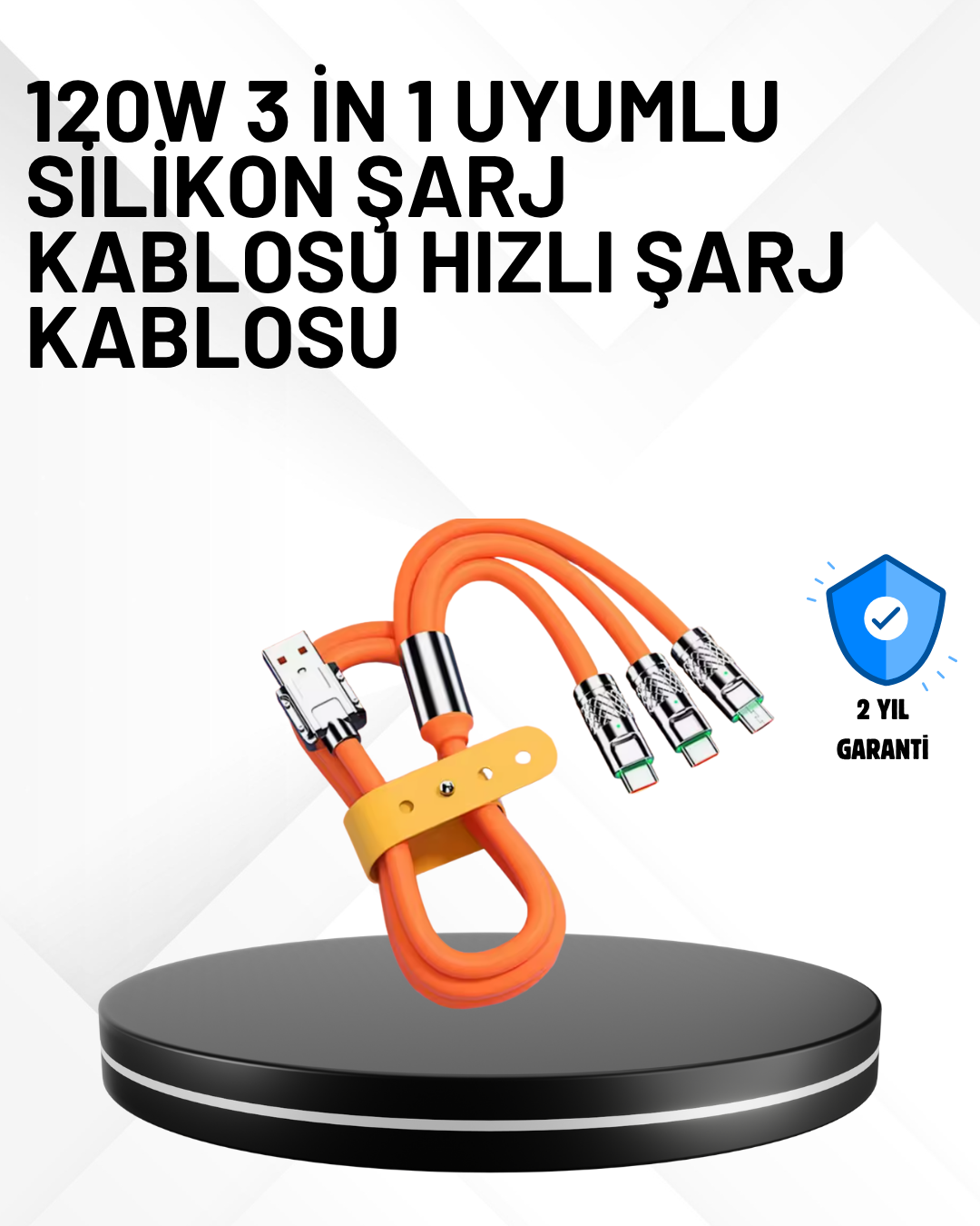 5-47 3’ü 1 Arada Kablo – 120W Hızlı Şarj ve Veri Aktarımı Özellikli - Vipsepet - Görsel 1