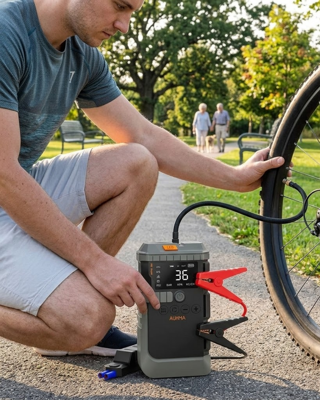 5-5 Araç Lastik Basınç Pompası Akü Takviye Powerbank ve SOS Işıklı Çok Fonksiyonlu Cihaz - Vipsepet - Görsel 1