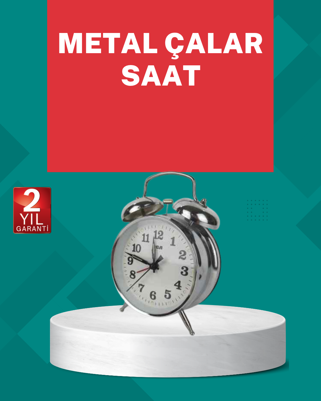 5-54 Dekoratif Gümüş Işıklı Alarmlı Masa Saati Sessiz Mekanizma - Vipsepet - Görsel 1
