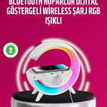 Kablosuz Şarjlı LED Masa Lambası Çalar Saat ve Beyaz Gürültü Özellikli - Vipsepet