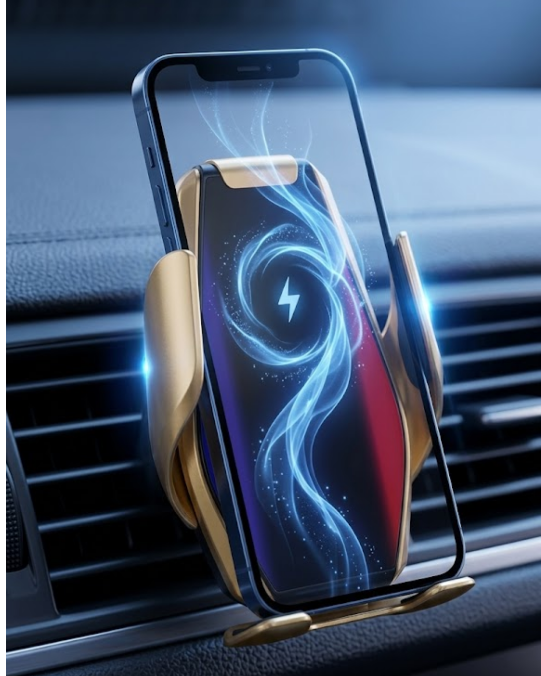 5-58 Otomatik Açılan Araç Telefon Tutucu Kablosuz Şarj ve Tek Elle Kullanım - Vipsepet - Görsel 1