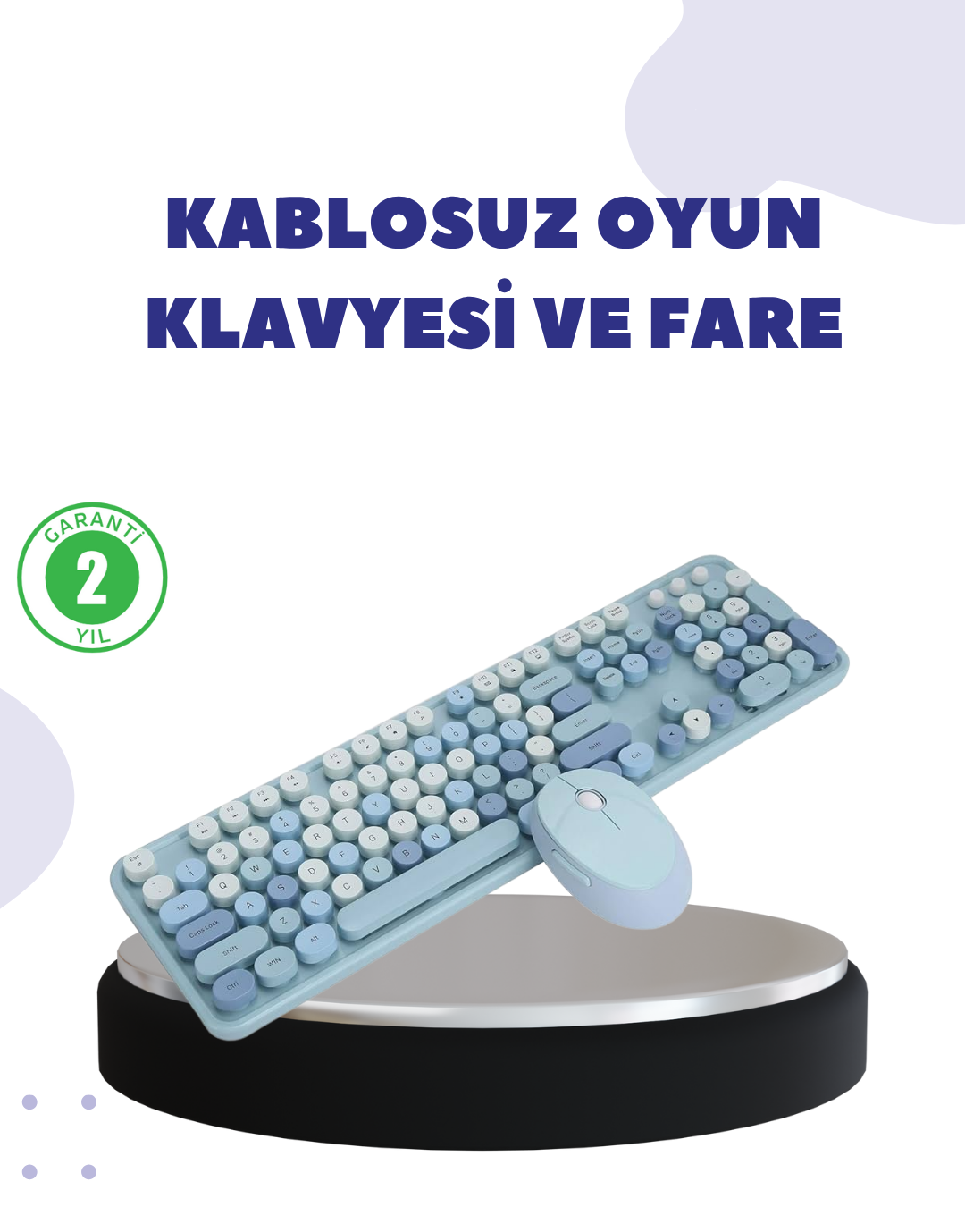 5-6 Kablosuz Retro Klavye ve Mouse Seti – 104 Tuşlu, Sessiz Yazım - Vipsepet - Görsel 1