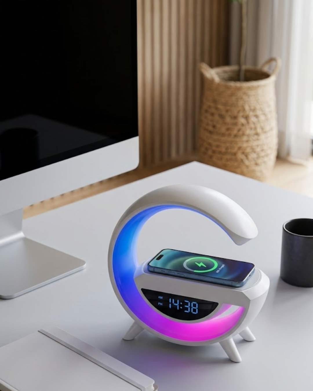 5-60 Kablosuz Şarjlı Bluetooth Hoparlör RGB Işık Gece Lambası Dijital Saat - Vipsepet - Görsel 1
