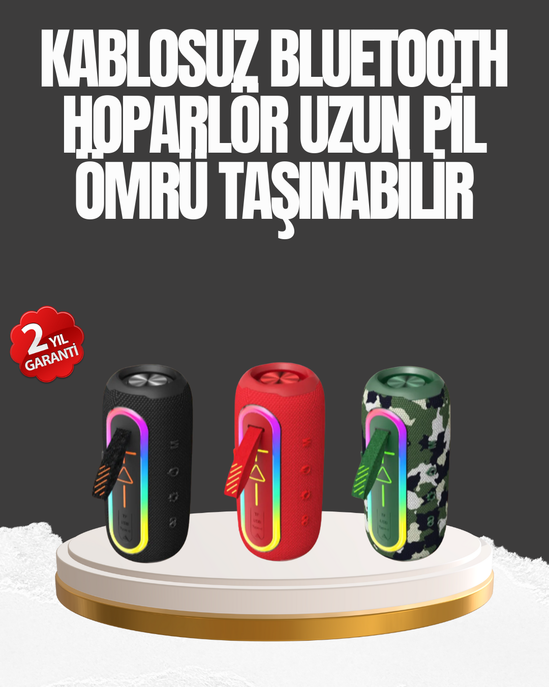 5-61 Taşınabilir Şarjlı Bluetooth Hoparlör Güçlü Bas - Vipsepet - Görsel 1