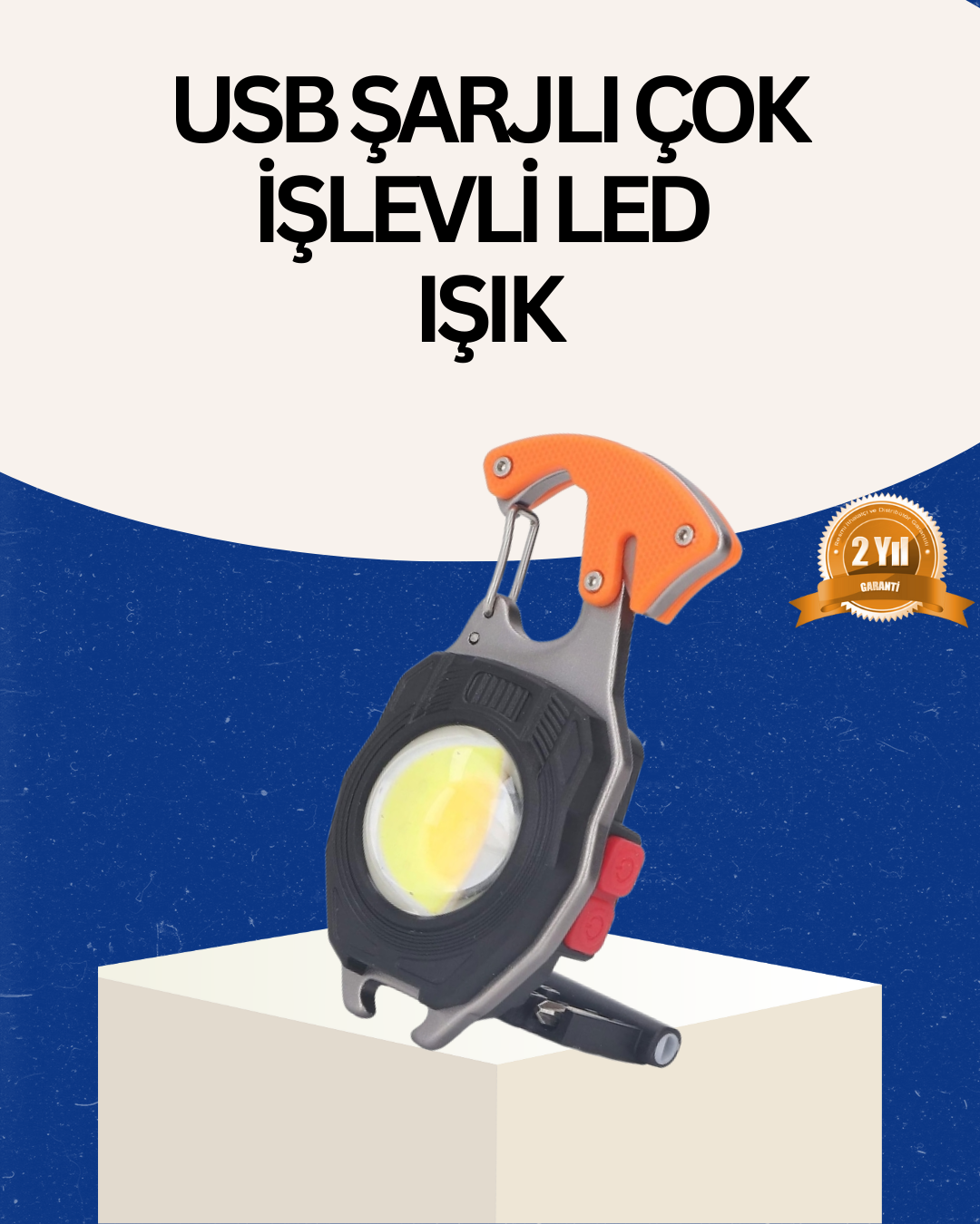 5-70 USB Şarjlı Mini LED Anahtarlık Fener - Vipsepet - Görsel 1