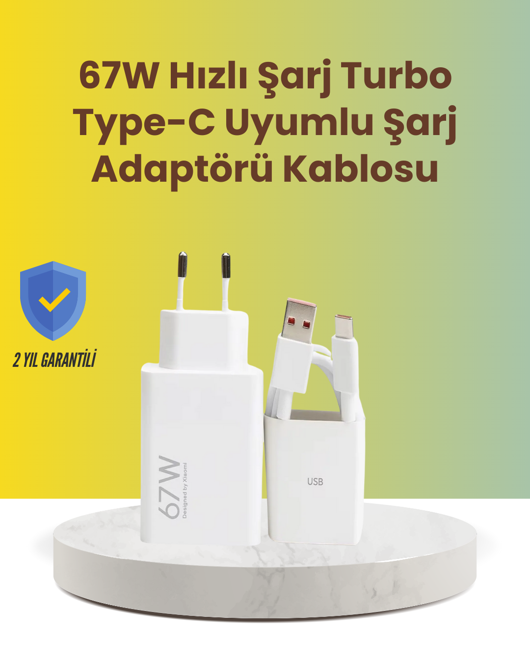 5-81 67W Hızlı Şarj Adaptörü ve Veri Aktarım Özellikli Type-C Kablo Seti - Vipsepet - Görsel 1