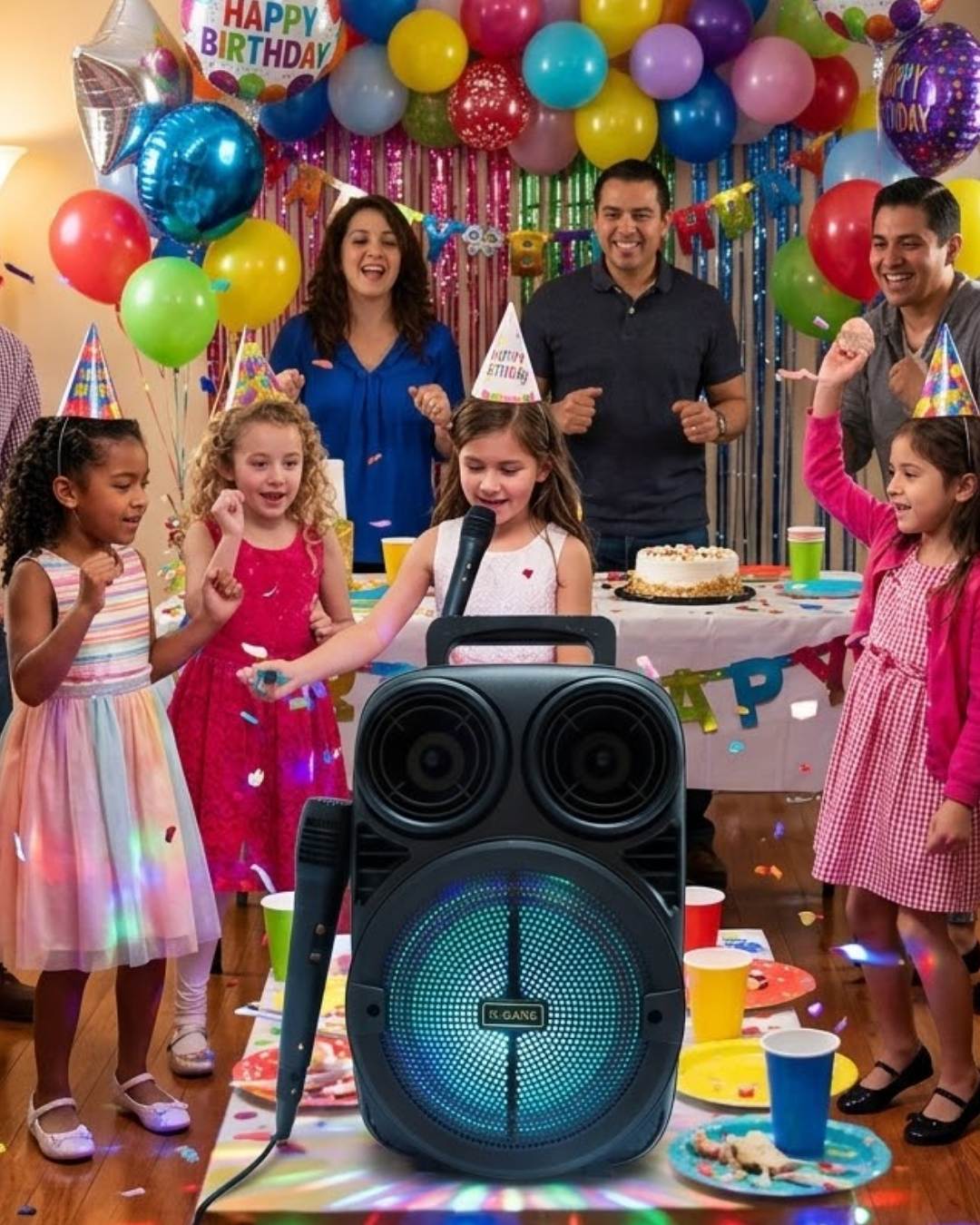 5-81 Kablosuz Karaoke Hoparlör Mikrofonlu RGB Işıklı Bluetooth Speaker USB TF Kart Destekli - Vipsepet - Görsel 1