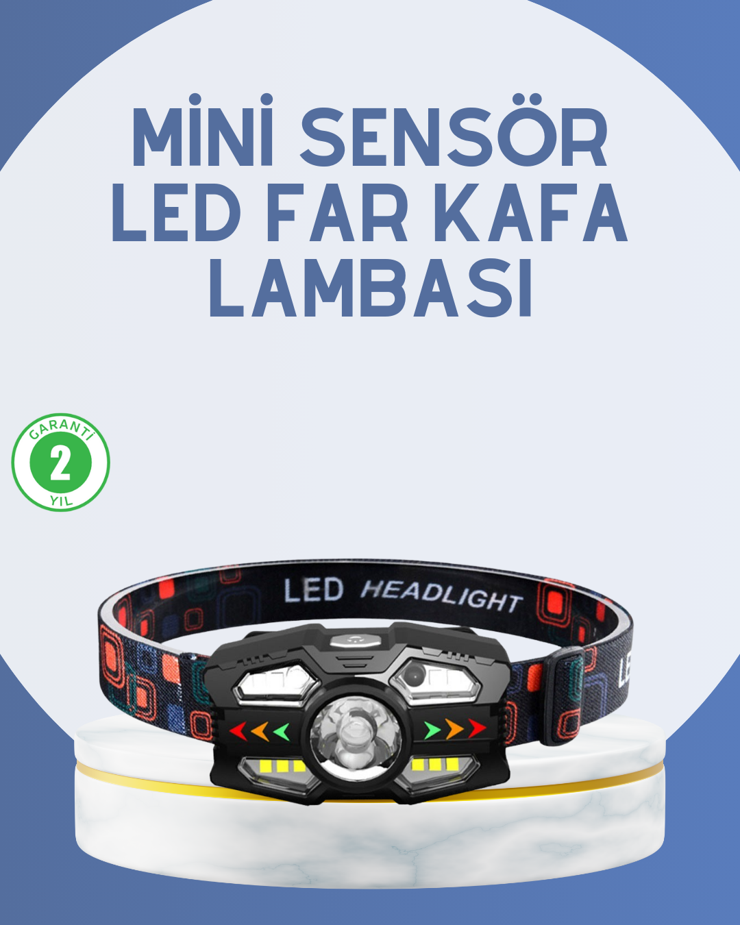5-84 El Sensörlü LED Far Suya Dayanıklı Şarjlı Kafa Lambası - Vipsepet - Görsel 1