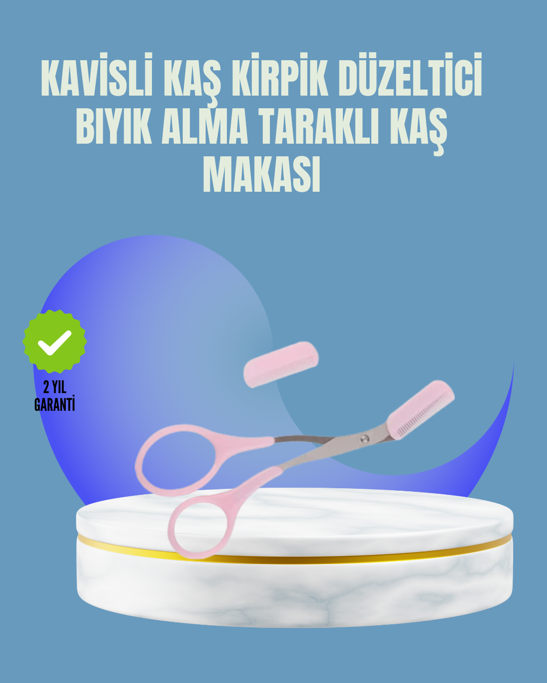 5-89 Tarak ve Fırça Başlıklı Kaş Şekillendirme Makası - Vipsepet - Görsel 1