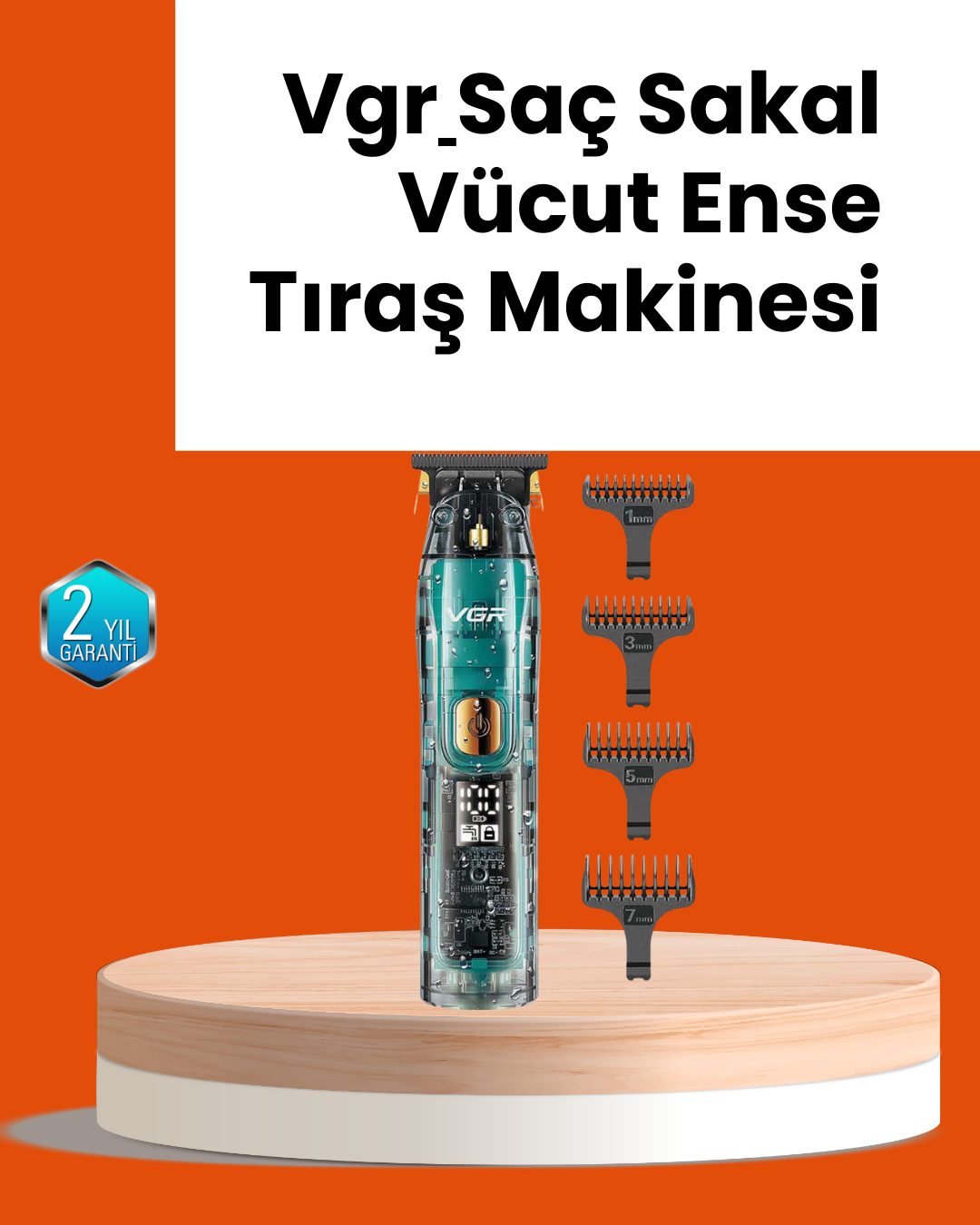 5-92 VGR V-695 Şarjlı Saç Sakal Tıraş Makinesi 2600mAh Batarya ve Kılavuz Taraklı - vipsepet - Görsel 1