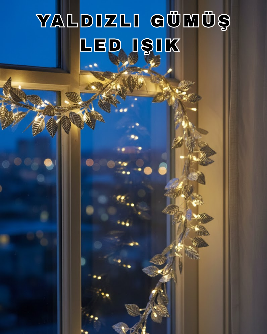 5-95 Pilli Gümüş Yaprak LED Işık Ev İçi ve Yılbaşı Dekor Aydınlatması - Vipsepet - Görsel 1
