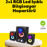 2.1 USB Bağlantılı Oyun Hoparlörü Renkli LED Işıklı - Vipsepet