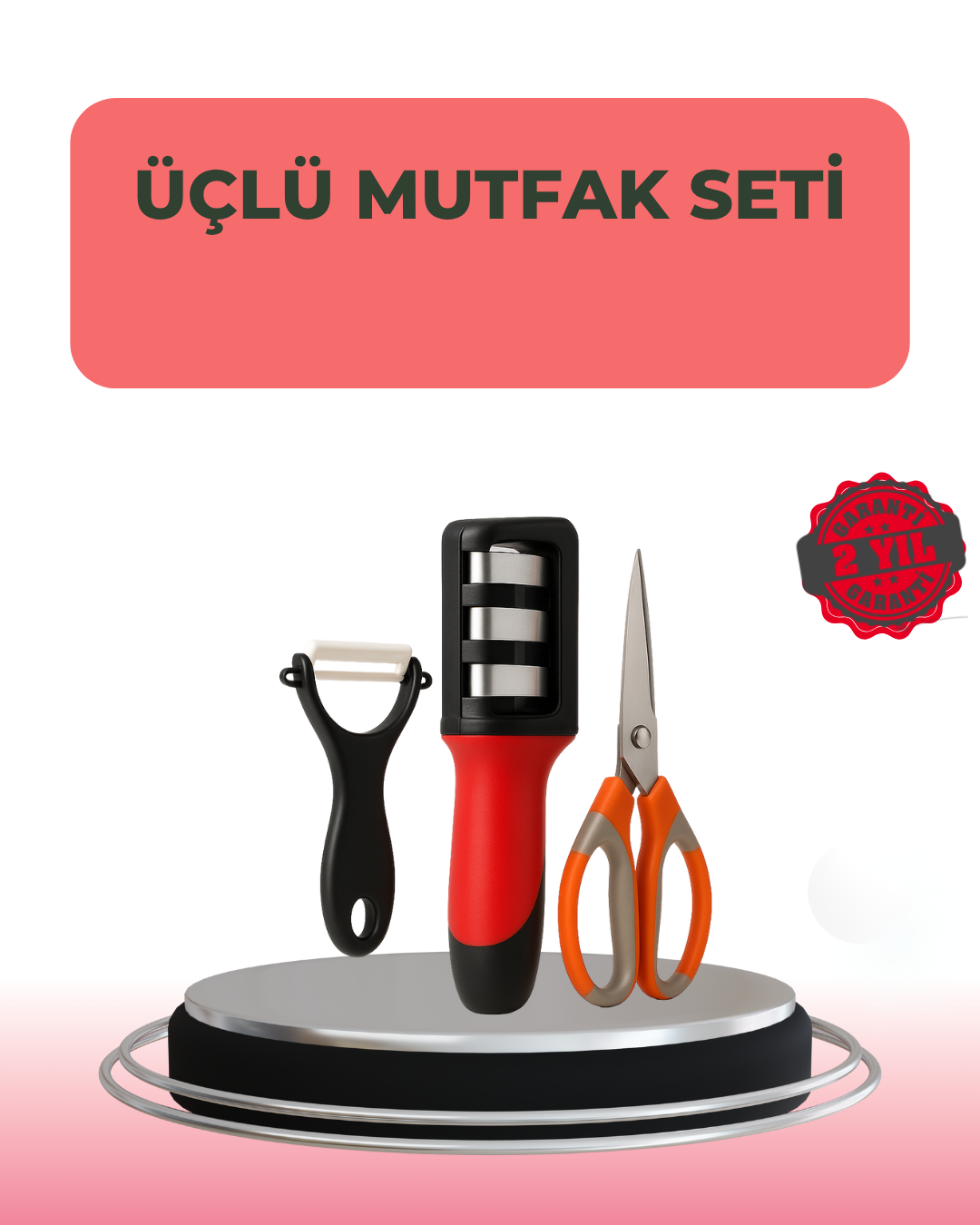 5-98 3 Parçalı Çok Fonksiyonlu Mutfak Makas Seti – Paslanmaz Çelik, Ergonomik Tasarım - Vipsepet - Görsel 1