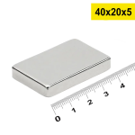 50 adet 40x20x5mm Neodyum Magnet Güçlü N35 Mıknatıs Köşeli Nikel Kaplama ( Vipsepet )