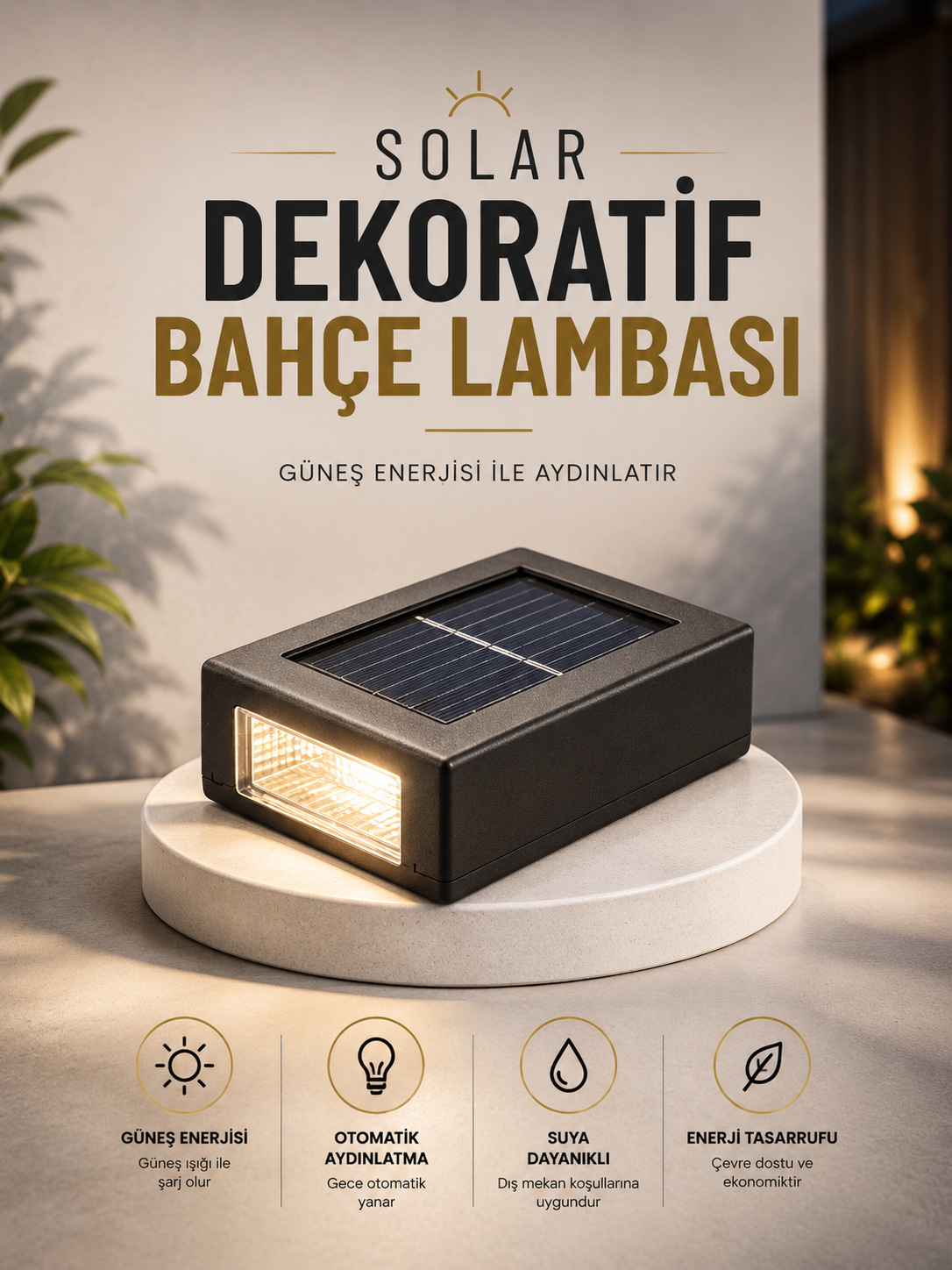 5fc3730f-ec19-4ae7-b209-1f8bdbae73a2 Dekoratif Duvar Lambası Solar Güneş Enerjili Bahçe Aydınlatması - Vipsepet - Görsel 1
