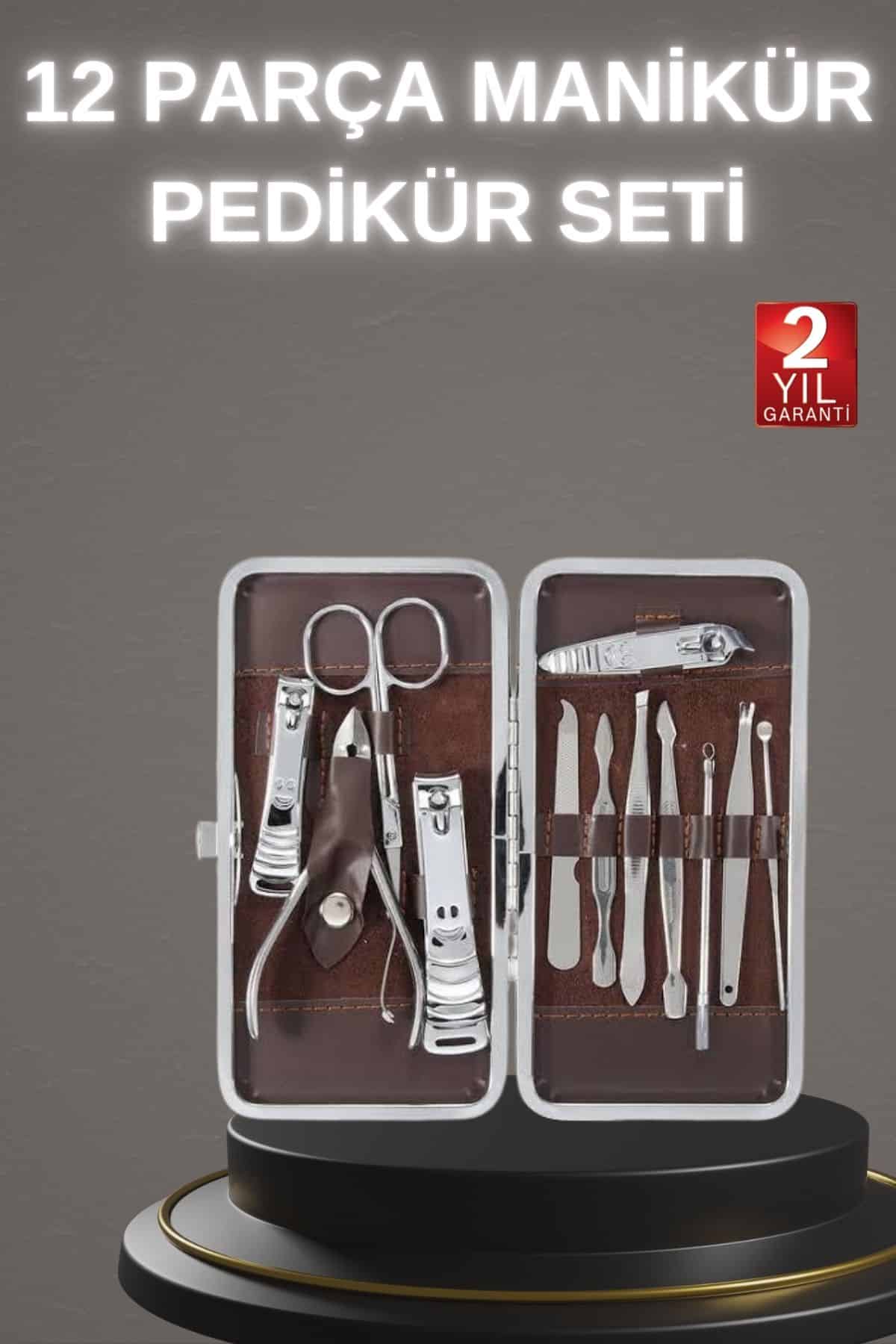 6-1 12 Parça Paslanmaz Çelik Kompakt ve Taşınabilir Manikür Makası Tırnak Makası - Vipsepet - Görsel 1