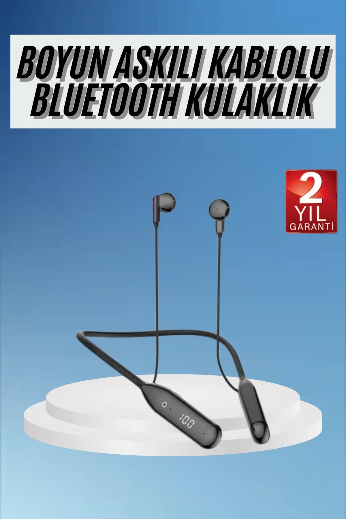 6-109 Boyun Bantlı Kablolu Yüksek Ses Kaliteli Bluetooth Kulaklık Uzun Pil Ömrü 100 saat sarj - vipsepet - Görsel 1