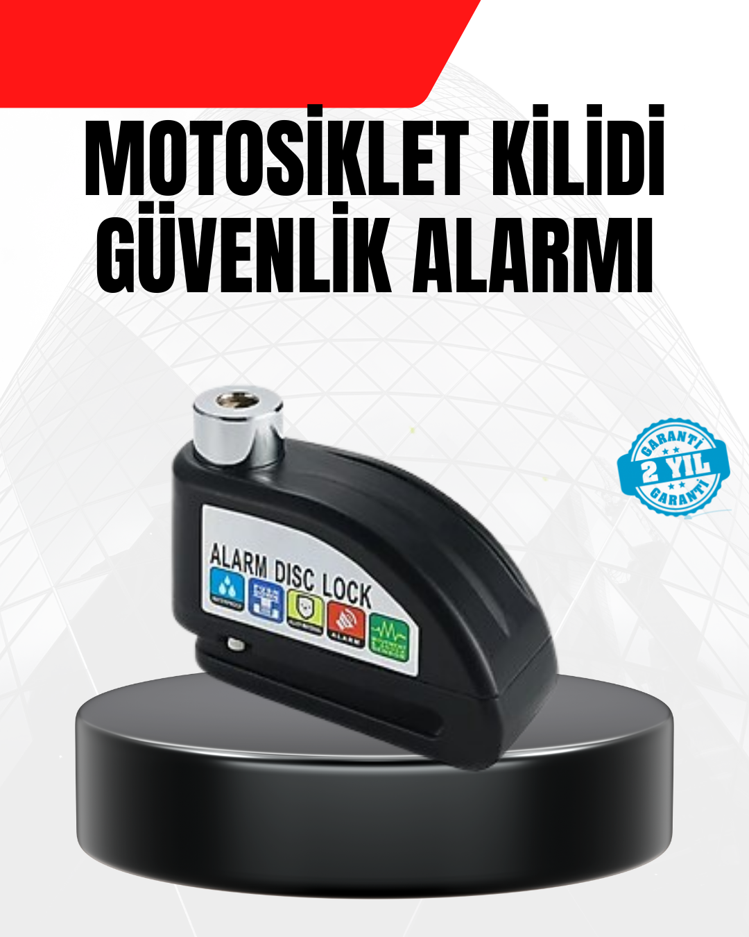 6-114 Alarm Disk Fren Kilidi Paslanmaz Çelik Motosiklet Scooter Bisiklet - Lisinya - Görsel 1