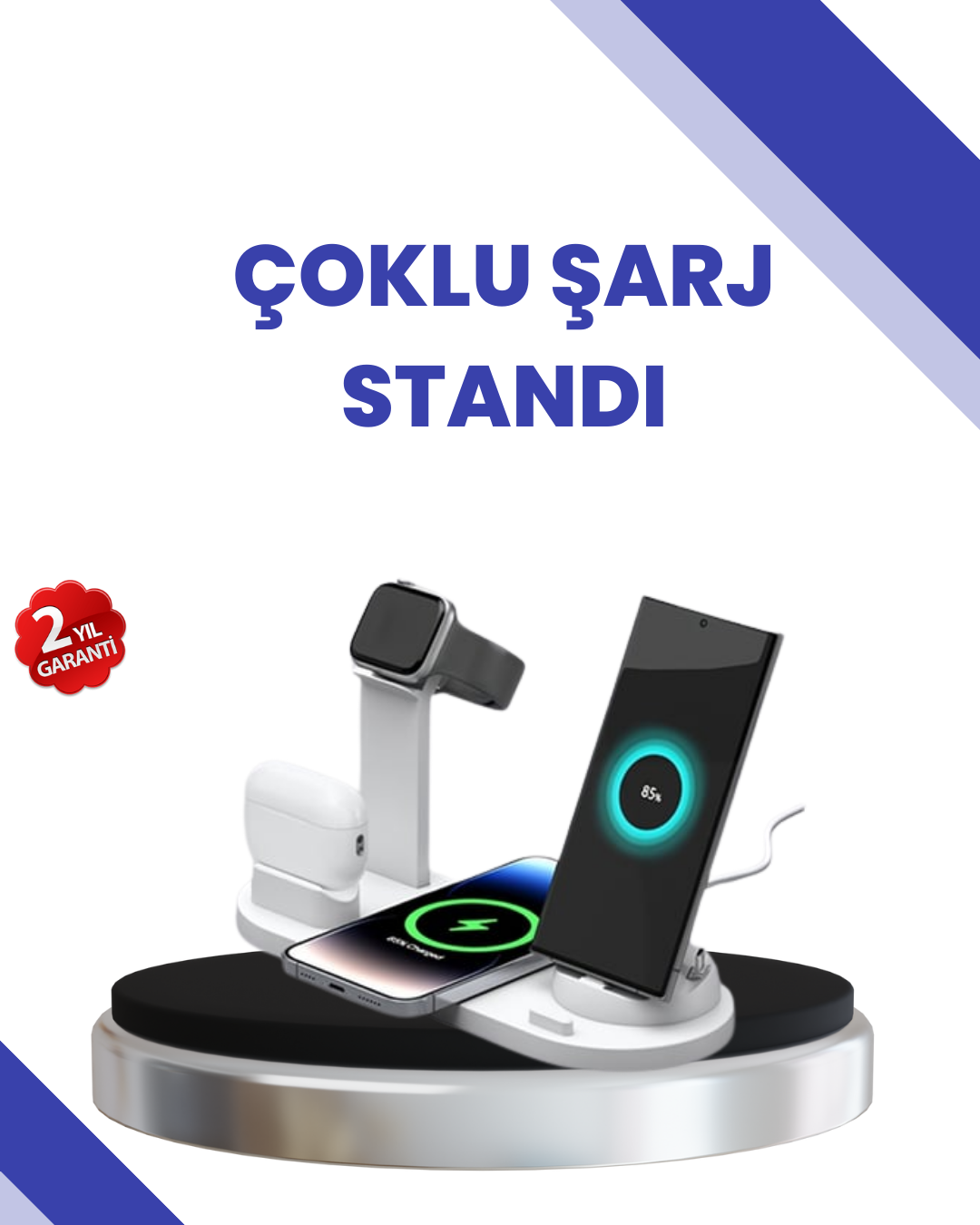 6-12 Masaüstü Düzenleyici 4’ü 1 Arada Kablosuz Şarj Aksesuarı - Vipsepet - Görsel 1