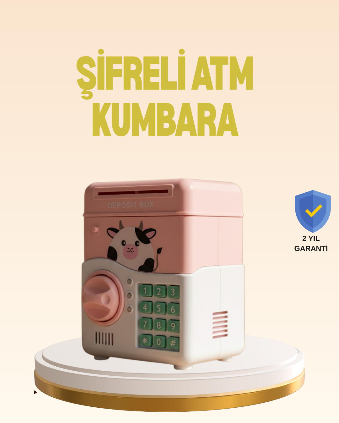 6-121 Çocuklar İçin Pembe ATM Görünümlü Elektronik Kumbara - Vipsepet - Görsel 1
