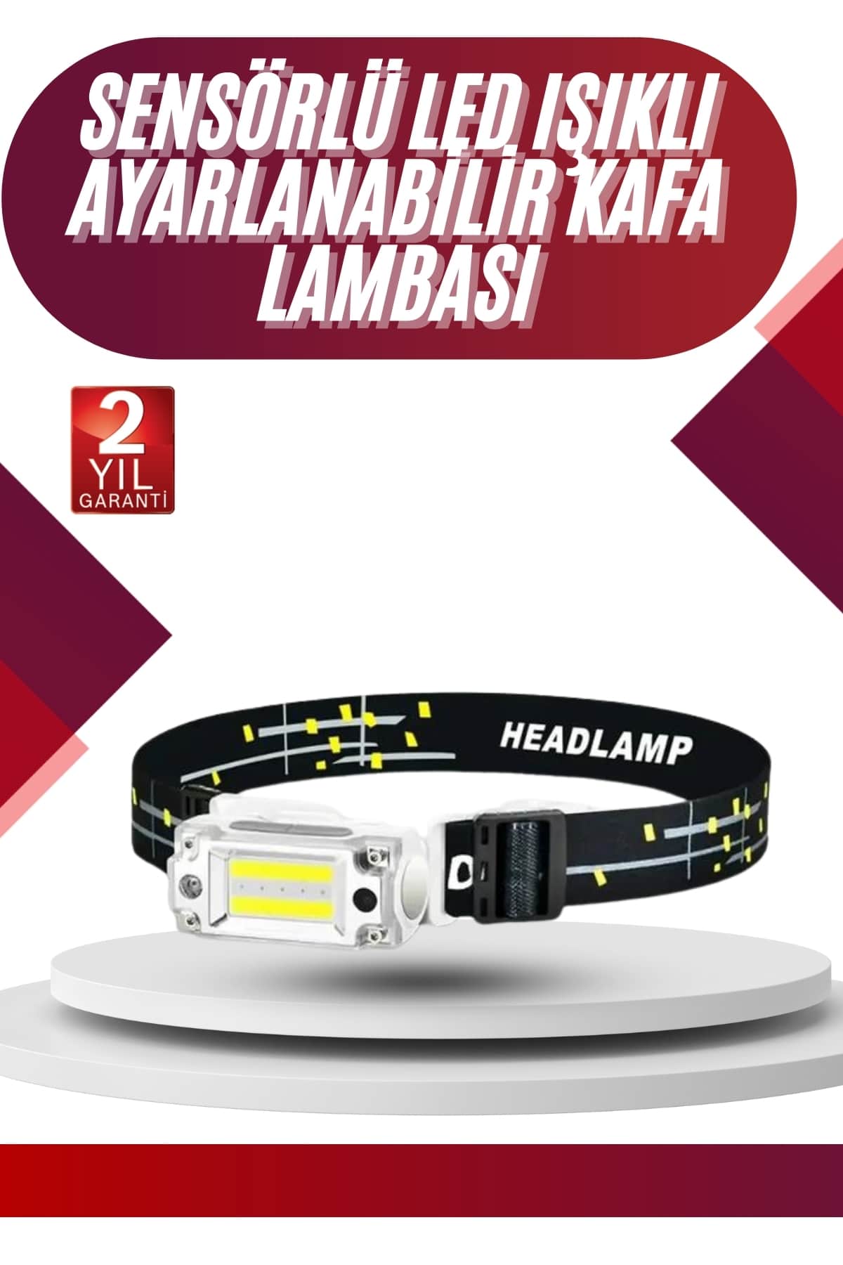 6-129 Yüksek Işıklı Şarjlı ve Sensörlü LED Kafa Lambası Kamp Lambası - Vipsepet - Görsel 1
