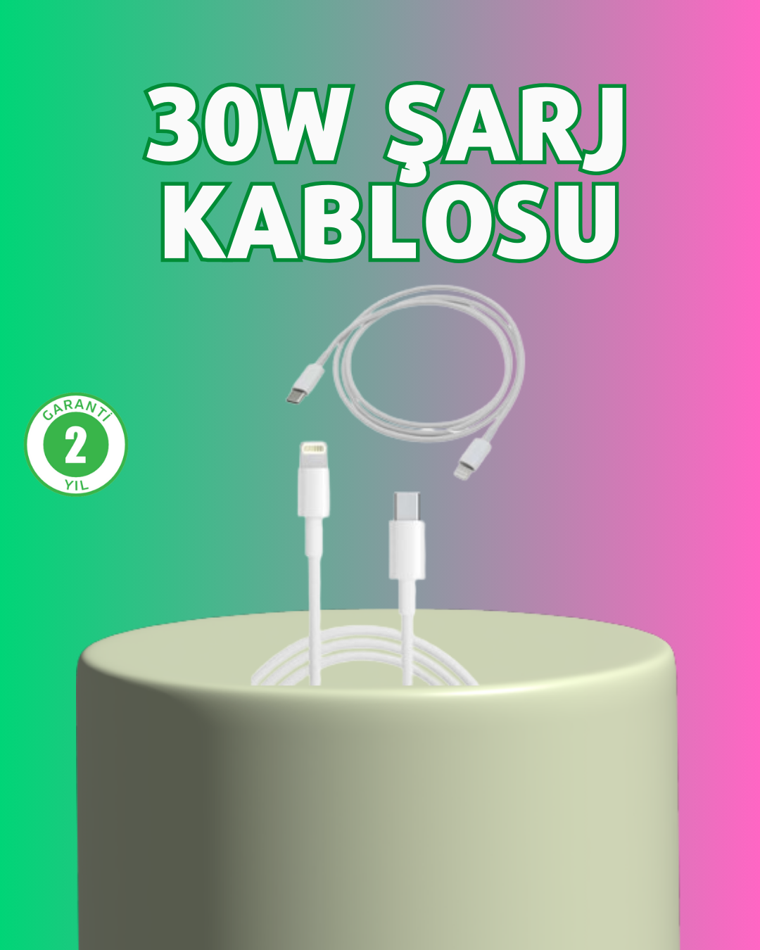 6-131 Orijinal Kalite 30W Type-C Lightning Hızlı Şarj Kablosu – 1.2m Dayanıklı - Vipsepet - Görsel 1