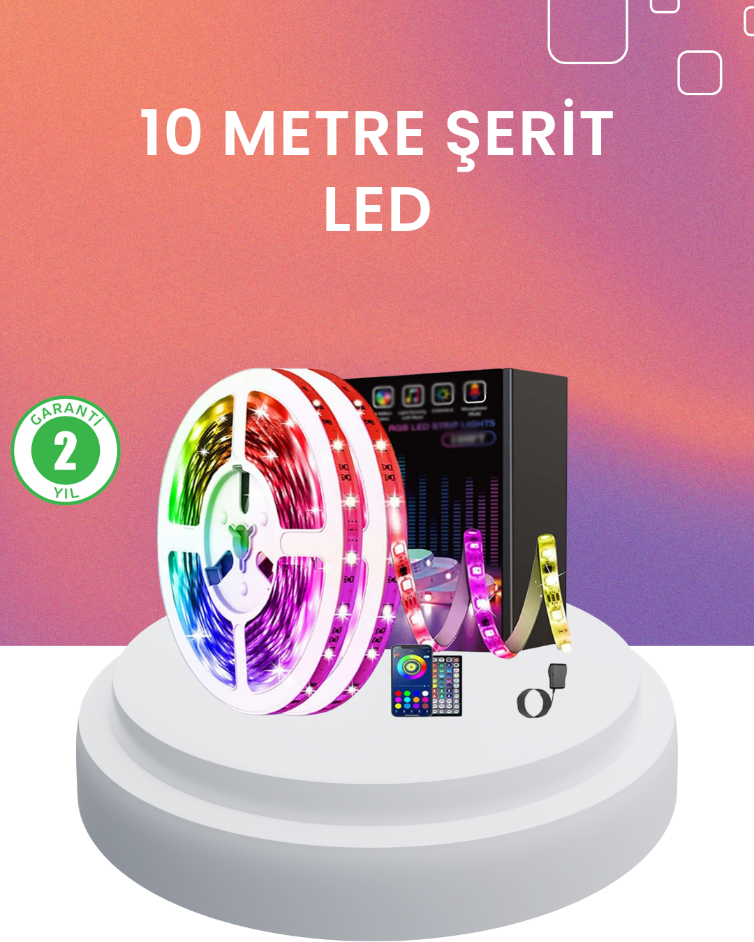 6-137 10 Metre Telefon Kontrollü Smart Şerit Led USB RGB Kumandalı - Vipsepet - Görsel 1