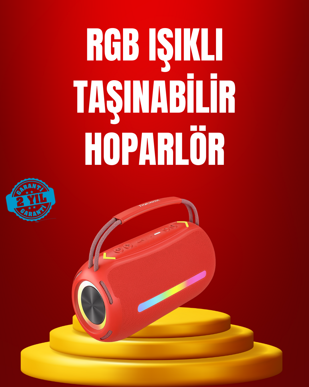 6-140 Suya Dayanıklı 20W RGB Hoparlör Bluetooth, USB, SD Kart ve AUX Girişli - Vipsepet - Görsel 1