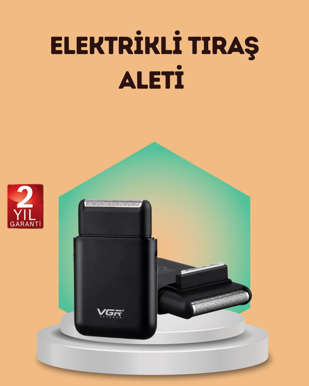 6-142 Çift Başlıklı Elektrikli Tıraş Makinesi | Suya Dayanıklı, Hafif ve Ergonomik - vipsepet - Görsel 1