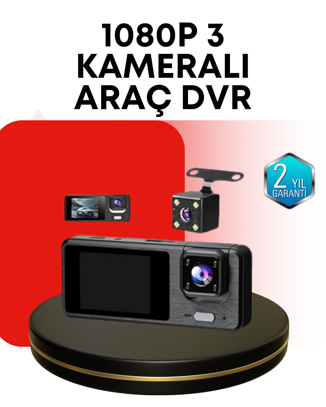 6-147 Araç Kamerası 3’lü Sistem | Full HD, Sesli Kayıt ve Park Gözetimi - Vipsepet - Görsel 1