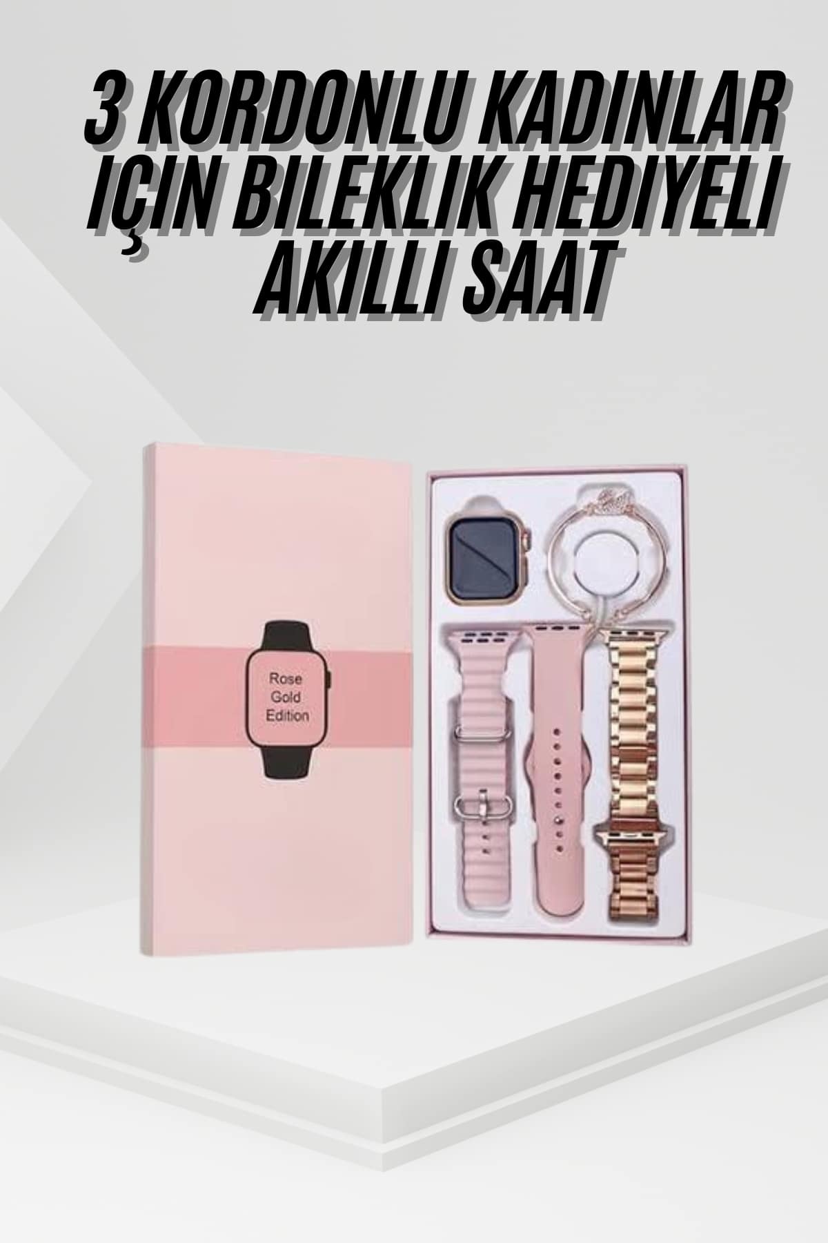 6-15 Yeni Nesil Kadın Akıllı Saat Rose Gold Android ve İos Uyumlu - Vipsepet - Görsel 1